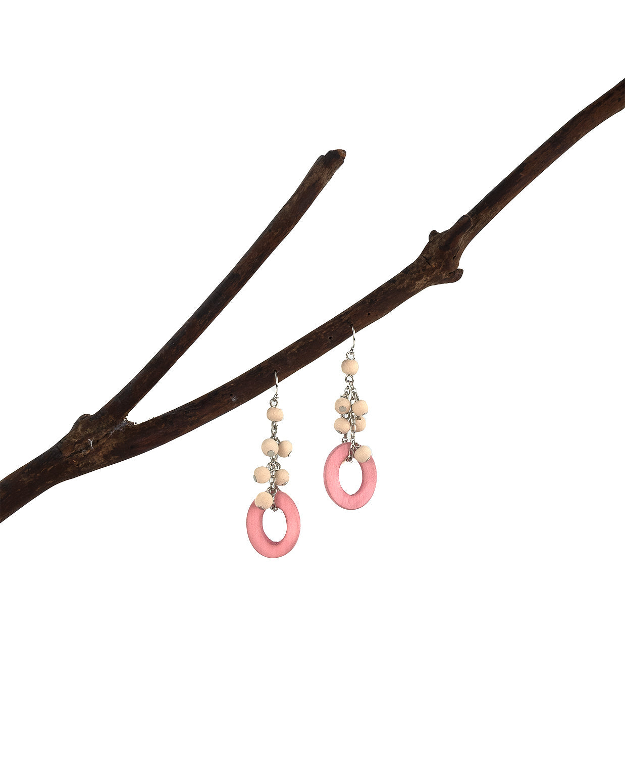 2021 pink alas handmade beads dangling wood earrings