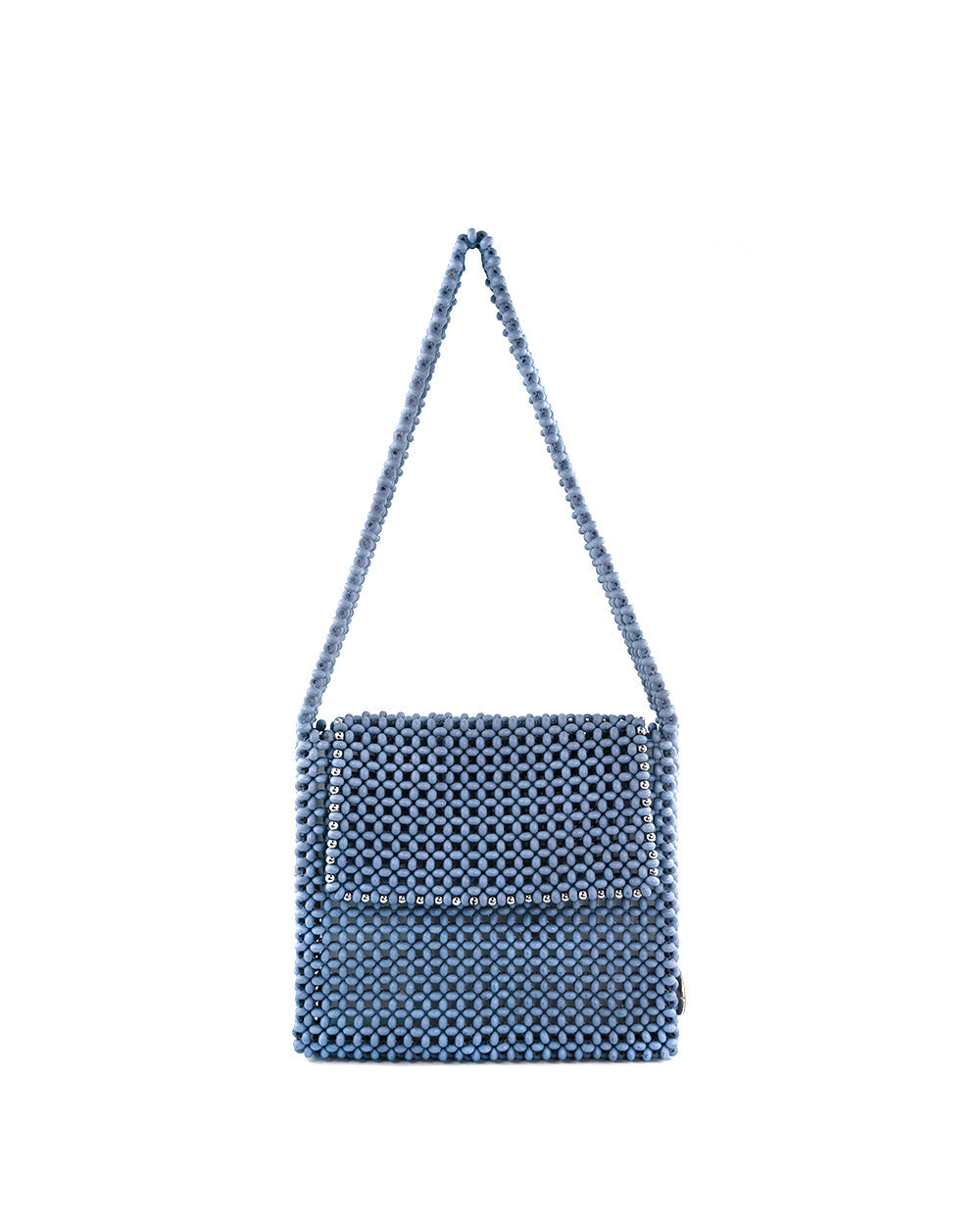 2021 denim favi moy handmade woven wood bead bag