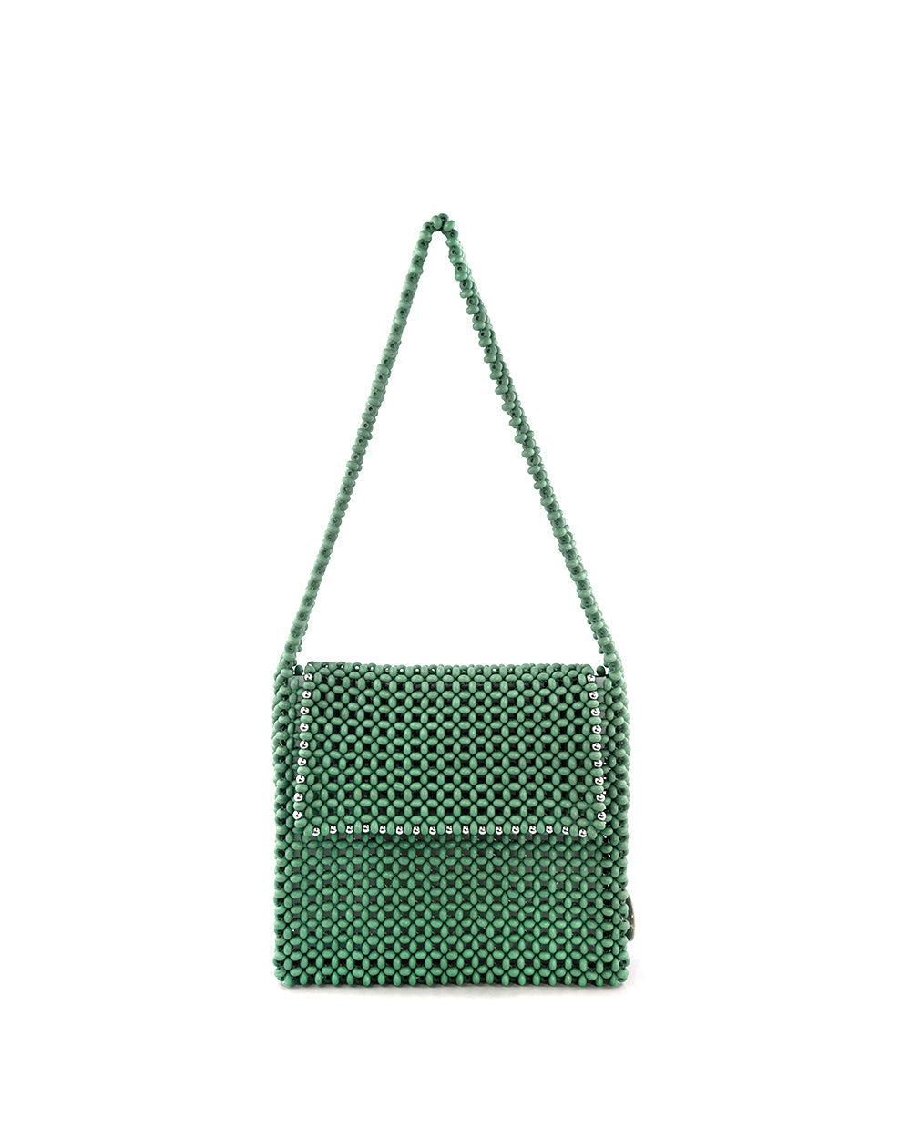 2021 green favi moy handmade woven wood bead bag