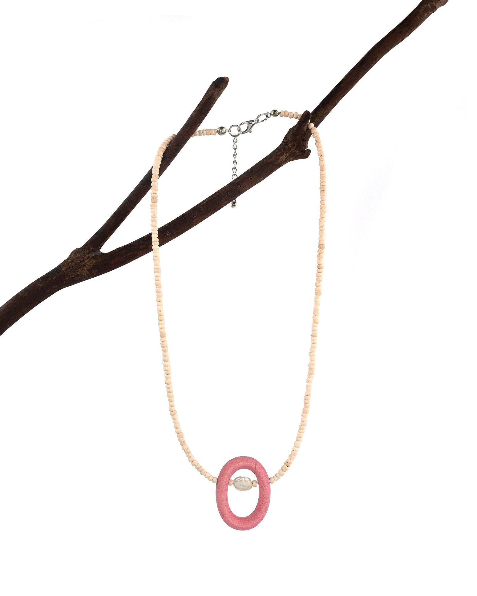 Loreto pink moy handmade short necklace pearl