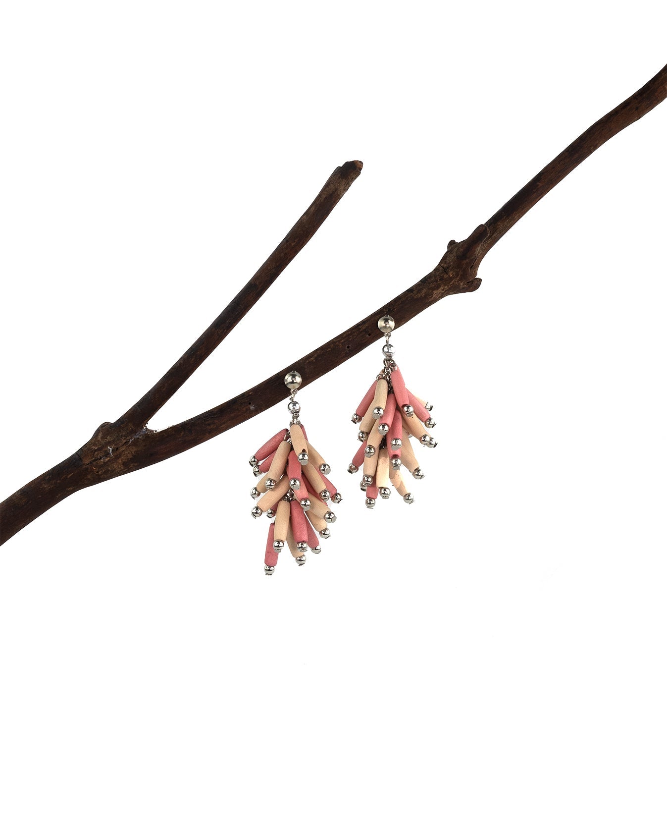 2021 pink ylang handmade fringe dangling wood earrings